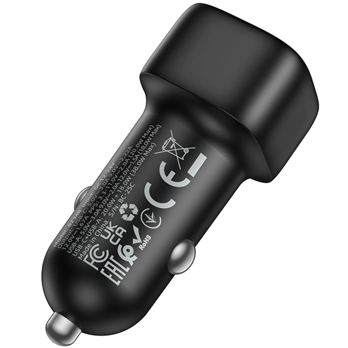 АЗУ Borofone BZ34B Cloud PD20W+QC3.0 total 38W (1USB-A/1C) Black