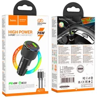 АЗУ Hoco NZ17 High Power 45W (1USB-A/2C) + кабель Type-C to Type-C Black