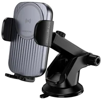 Автоутримувач із БЗУ Borofone BH222 Leading 15W (center console) Black / Metal gray