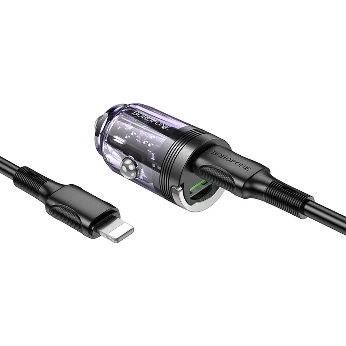 АЗУ Borofone BZ29A Talented PD36W+QC3.0 (1USB-A/1C) + кабель Type-C to Lightning Transparent purple