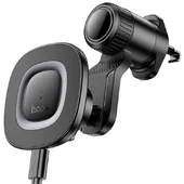 Автодержатель с БЗУ Hoco HW30 Crown magnetic 15W (air outlet) Black / Metal gray