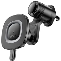 Автодержатель с БЗУ Hoco HW30 Crown magnetic 15W (air outlet) Black / Metal gray