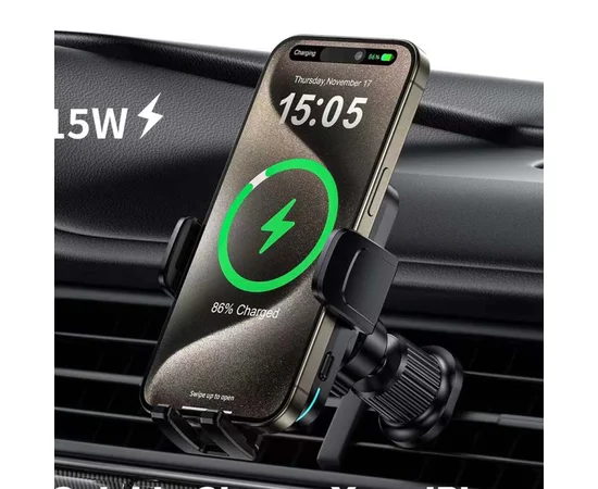 Автодержатель с БЗУ WIWU CH-321 15W Black