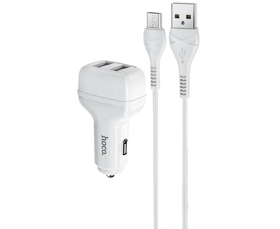 АЗУ Hoco Z36 Leader 2.4A (2USB-A) + кабель USB to MicroUSB Білий