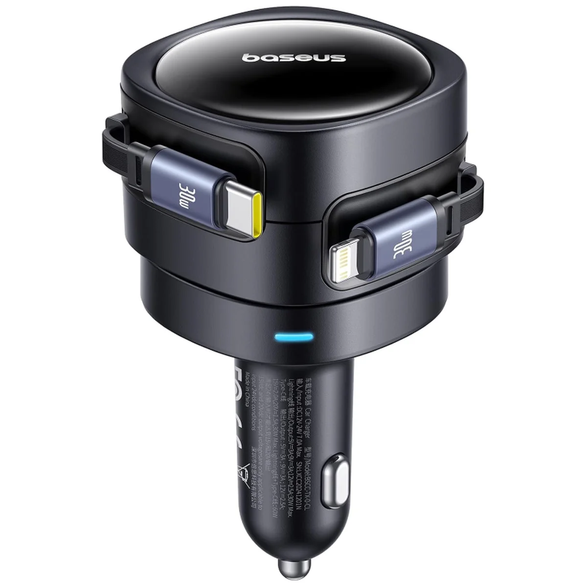 АЗУ Baseus Enjoyment Max PD60W with retractable cables (1USB-C/1L) (C00035507121) Cosmic Black