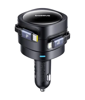 АЗУ Baseus Enjoyment Max PD60W with retractable cables (1USB-C/1L) (C00035507121) Cosmic Black