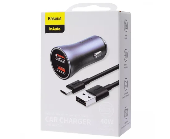 АЗУ Baseus Golden Contactor Pro 40W 2USB + Type-C 5A (1m) (TZCCJD-A0G) Серый