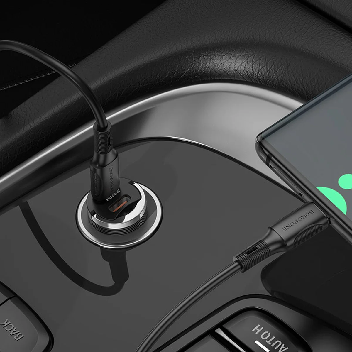 АЗУ Borofone BZ29B Outstanding PD36W (2USB-C) + кабель Type-C to Type-C Transparent black