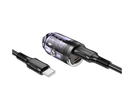 АЗУ Borofone BZ29B Outstanding PD36W (2USB-C) + кабель Type-C to Type-C Transparent purple