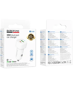 АЗУ Borofone BZ34B Cloud PD20W+QC3.0 38W (1USB-A/1C) White