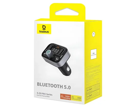 АЗУ FM модулятор Baseus S-09 Pro Series 18W (2USB-A/1C) (C10762200113) Cluster Black