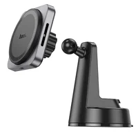 Автодержатель с БЗУ Hoco HW16 Speed (center console) Black / Metal gray