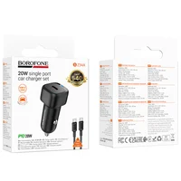АЗУ Borofone BZ34A Cloud PD20W (1USB-C) + кабель Type-C to Type-C Black