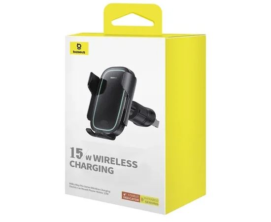 Автодержатель с БЗУ Baseus Milky Way Pro Wireless Charging Electric Car Mount 15W (C40357000111-0) Cluster Black