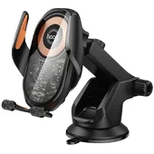 Автодержатель с БЗУ Hoco HW34 Blue whale 3-axis linkage wireless 15W (center console) Black