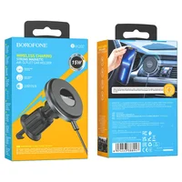 Автодержатель с БЗУ Borofone BH202 Seaside magnetic Metal gray