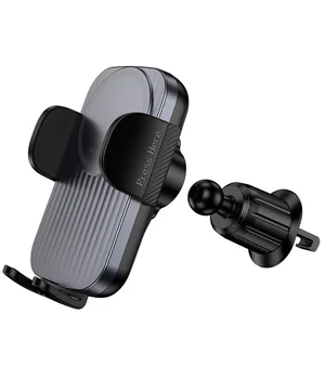 Автоутримувач із БЗУ Borofone BH221 Path 15W (air outlet) Black / Metal gray
