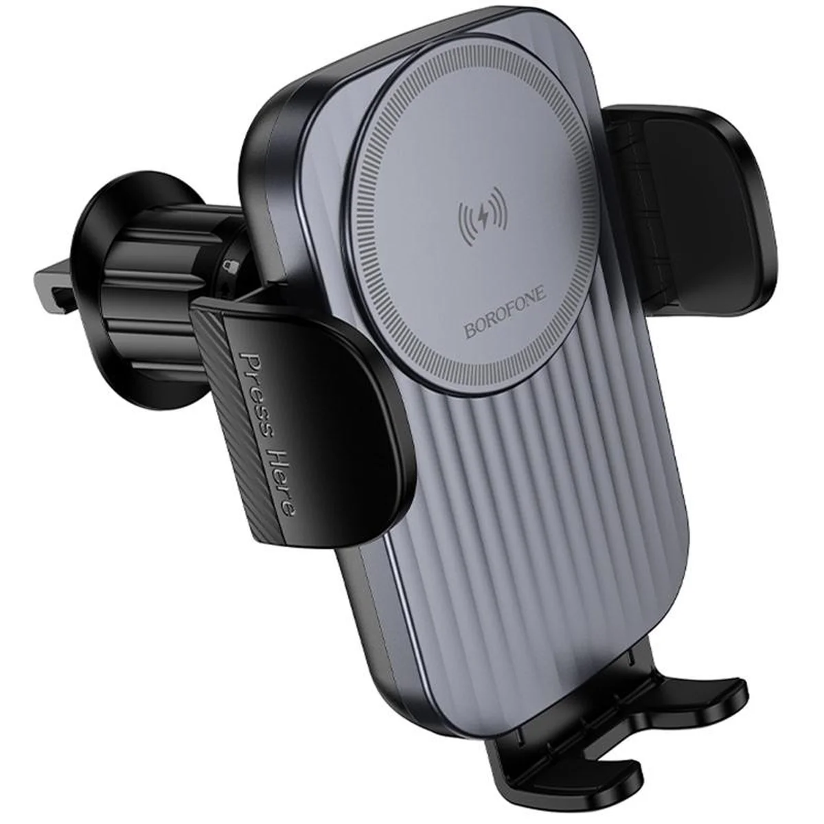 Автодержатель с БЗУ Borofone BH221 Path 15W (air outlet) Black / Metal gray