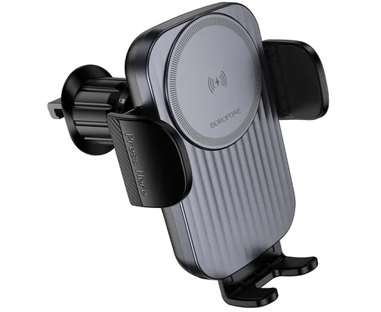 Автодержатель с БЗУ Borofone BH221 Path 15W (air outlet) Black / Metal gray