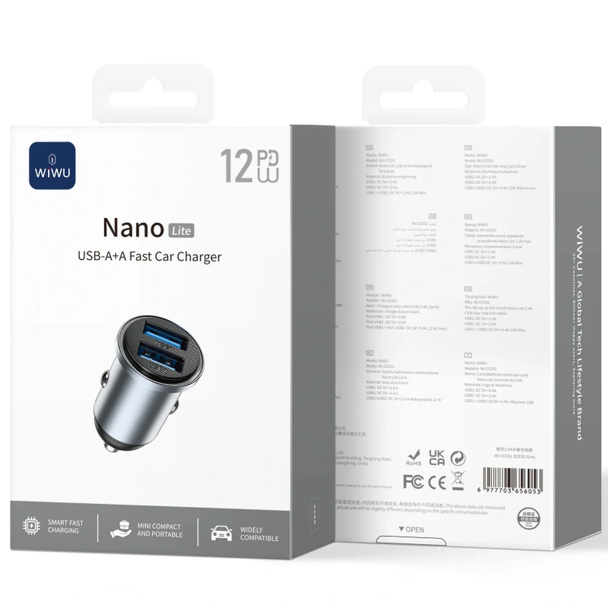 АЗУ WIWU CC031 Nano Lite 12W (2USB-A) Gray