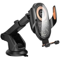 Автодержатель с БЗУ Hoco HW34 Blue whale 3-axis linkage wireless 15W (center console) Black