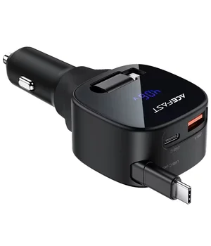 АЗУ Acefast B17 PD30W+QC3.0 total 95W (1USB-A/1C) with retractable cable Type-C Black