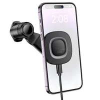 Автодержатель с БЗУ Hoco HW30 Crown magnetic 15W (air outlet) Black / Metal gray