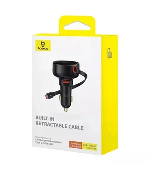 АЗУ Baseus Enjoyment Pro PD60W+QC3.0 with retractable cable (1USB-A/1C) (C000578) Cluster Black