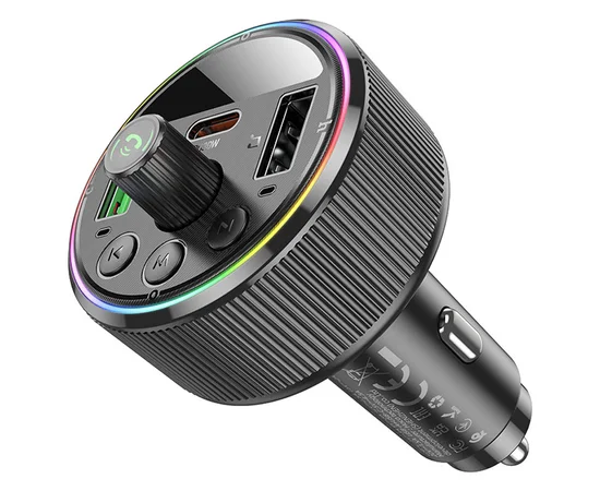 АЗУ FM модулятор Hoco E82 Guerrero PD30W+QC3.0 (2USB-A/1C) Black