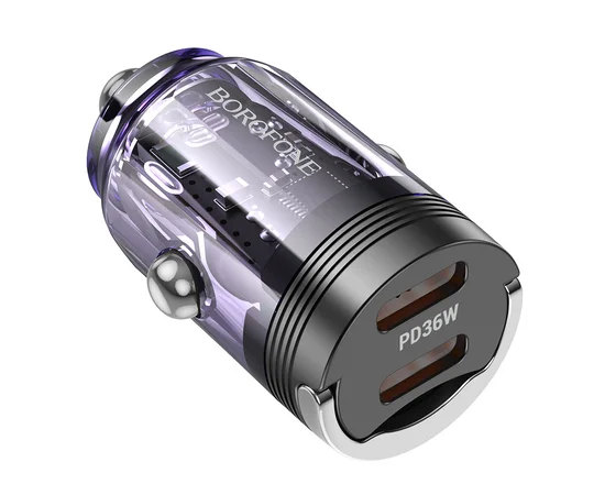 АЗУ Borofone BZ29B Outstanding PD36W (2USB-C) Transparent purple