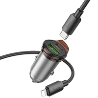 АЗУ Hoco NZ16A Rigorous 43W (1USB-A/1C) + кабель Type-C to Lightning Metal grey