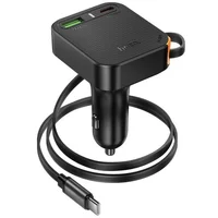АЗУ Hoco NZ18 Guardian PD65W with retractable cable (1USB-A/2C) Black