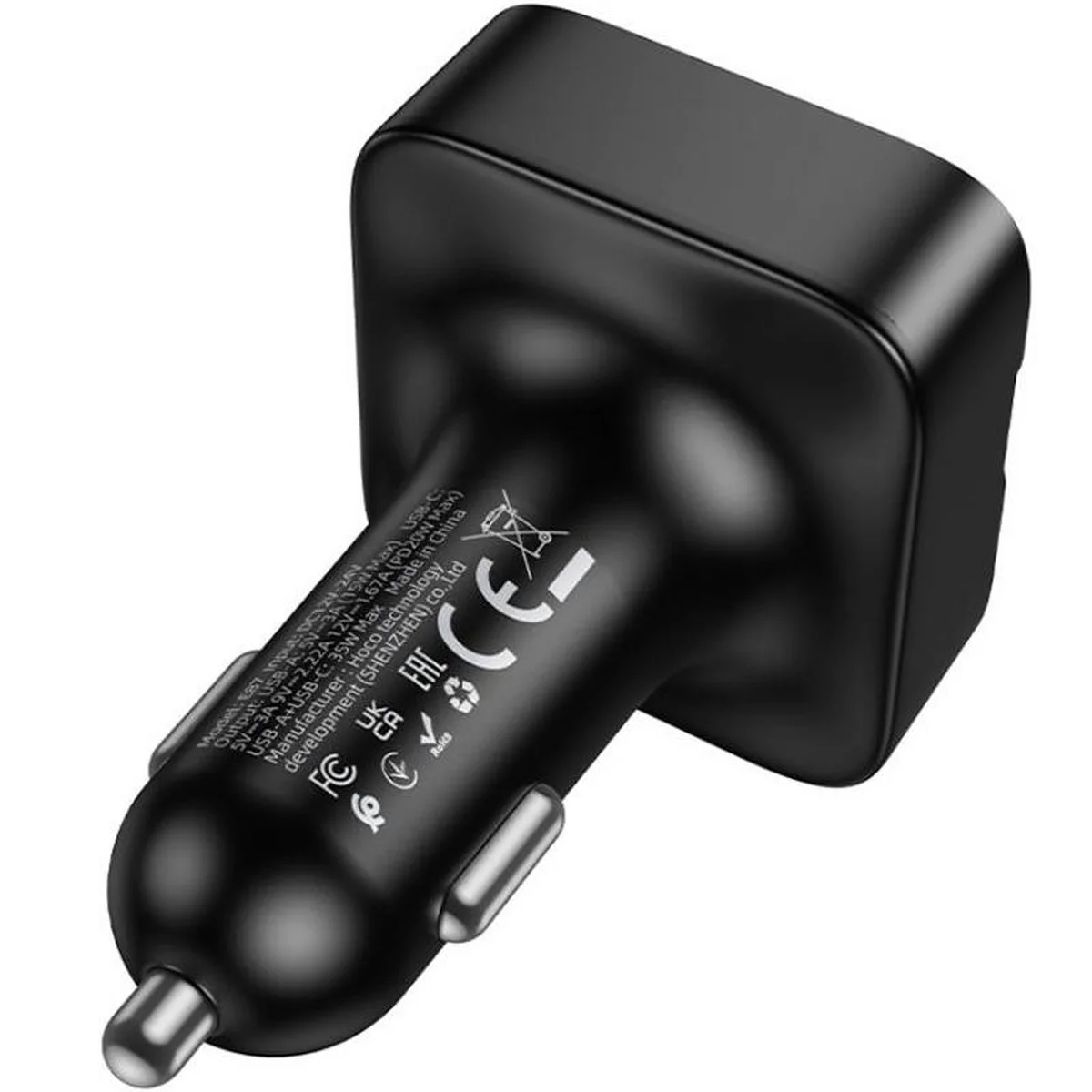 АЗУ FM модулятор Hoco E87 Delta 35W (1USB-A/1C) Black