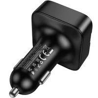 АЗУ FM модулятор Hoco E87 Delta 35W (1USB-A/1C) Black