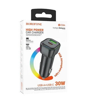 АЗУ Borofone BZ28A Trophie PD30W+QC3.0 (1USB-A/1C) Black