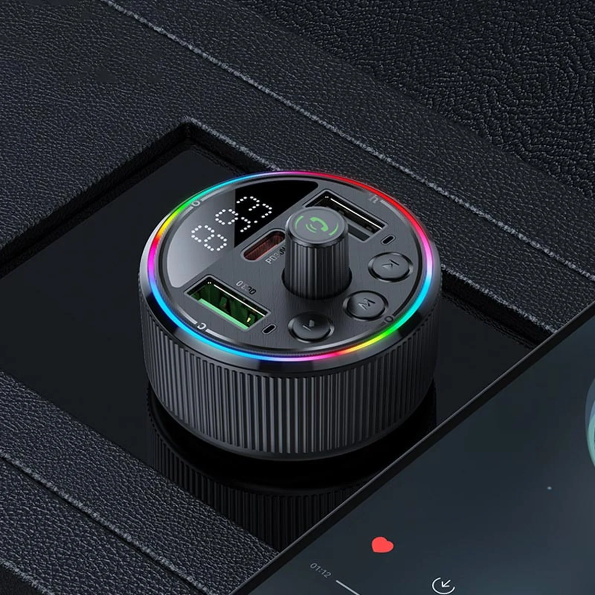 АЗУ FM модулятор Hoco E82 Guerrero PD30W+QC3.0 (2USB-A/1C) Black