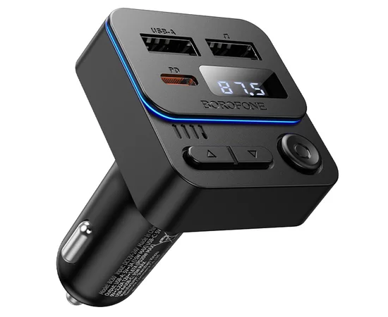 АЗУ FM модулятор Borofone BC60 Hero 35W (2USB-A/1C) Black
