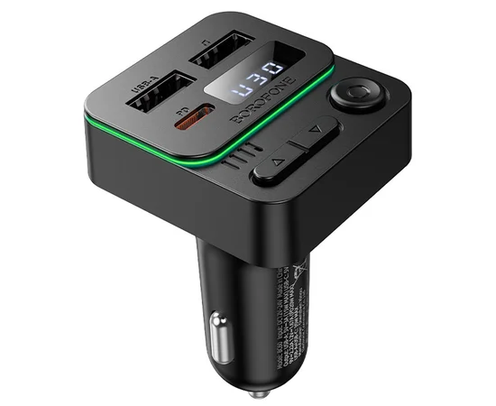 АЗУ FM модулятор Borofone BC60 Hero 35W (2USB-A/1C) Black