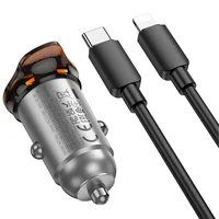АЗУ Hoco NZ16B Rigorous PD45W (2USB-C) + кабель Type-C to Lightning Metal grey