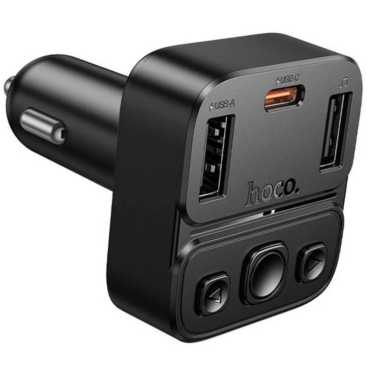 АЗУ FM модулятор Hoco E87 Delta 35W (1USB-A/1C) Black