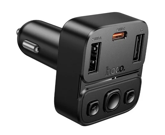 АЗУ FM модулятор Hoco E87 Delta 35W (1USB-A/1C) Black