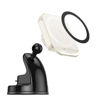 Автодержатель с БЗУ Hoco HW18 Crystal (center console) White