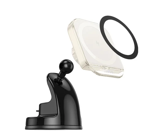 Автодержатель с БЗУ Hoco HW18 Crystal (center console) White