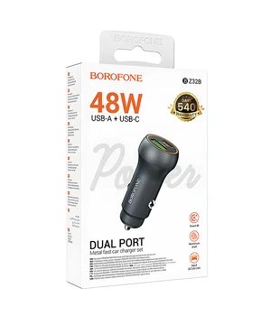 АЗУ Borofone BZ32B Fresh PD30W+QC3.0 total 48W (1USB-A/1C) Metal gray