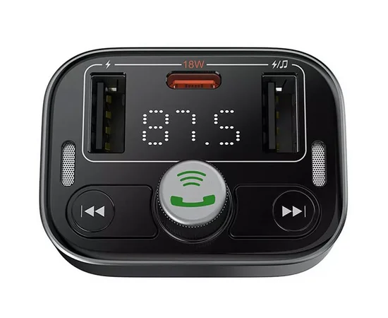 АЗУ FM модулятор Baseus S-09 Pro Series 18W (2USB-A/1C) (C10762200113) Cluster Black