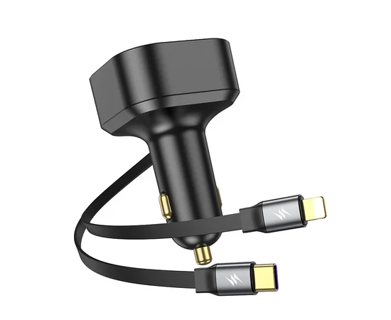 АЗУ Hoco NZ13 Clever PD30W + выдвижные кабеля Type-C and Lightning Black