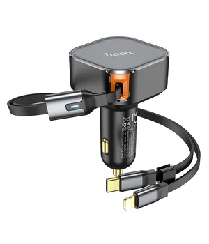 АЗУ Hoco NZ13 Clever PD30W + висувні кабелі Type-C and Lightning Black