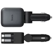 АЗУ Hoco Z67A Triunfar PD45W+QC3.0 total 60W with retractable cables (1USB-A/2C/1L) Metal gray
