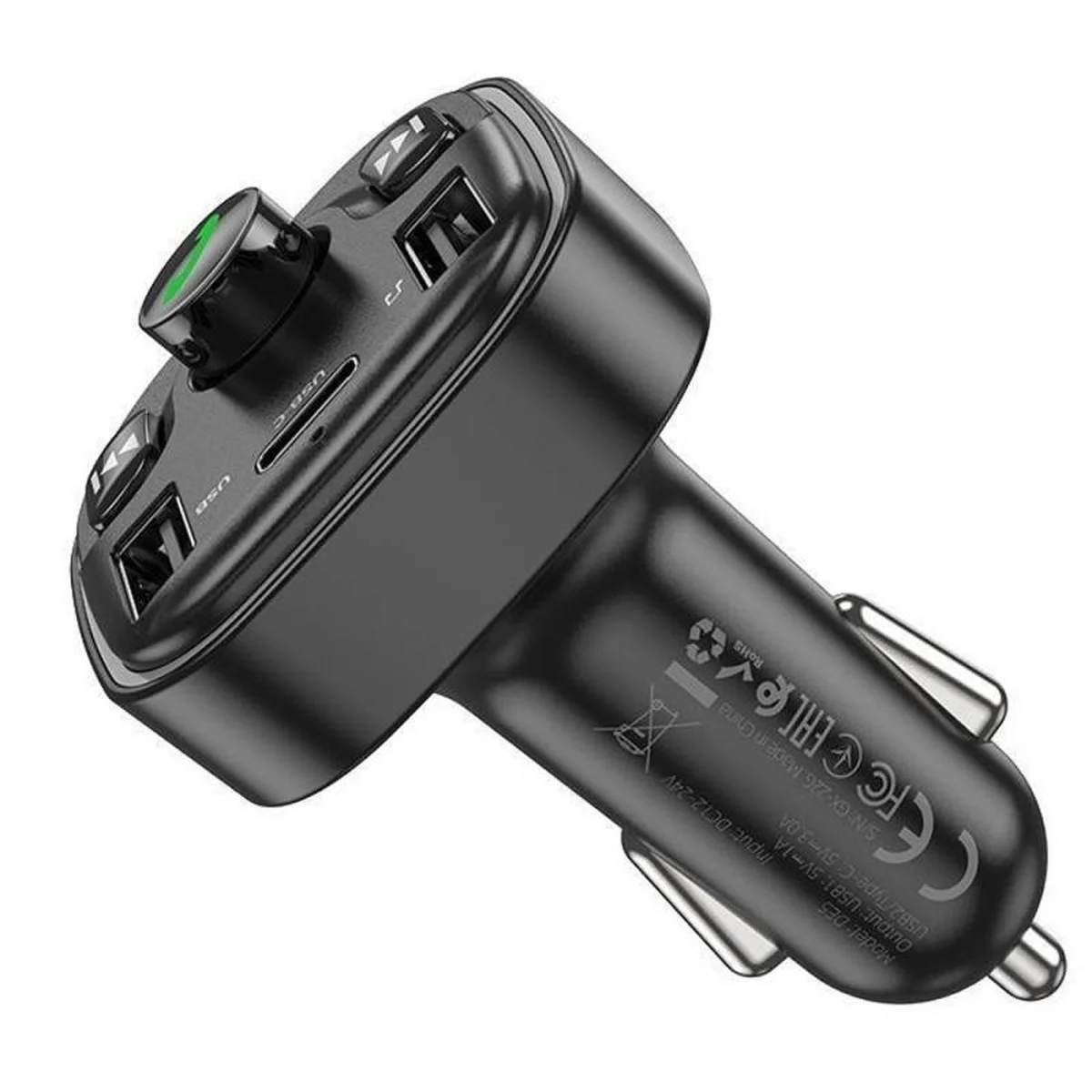 АЗУ FM модулятор Hoco DE5 PD20W+QC3.0 (2USB-A/1C) Black