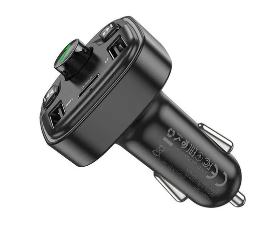 АЗУ FM модулятор Hoco DE5 PD20W+QC3.0 (2USB-A/1C) Black